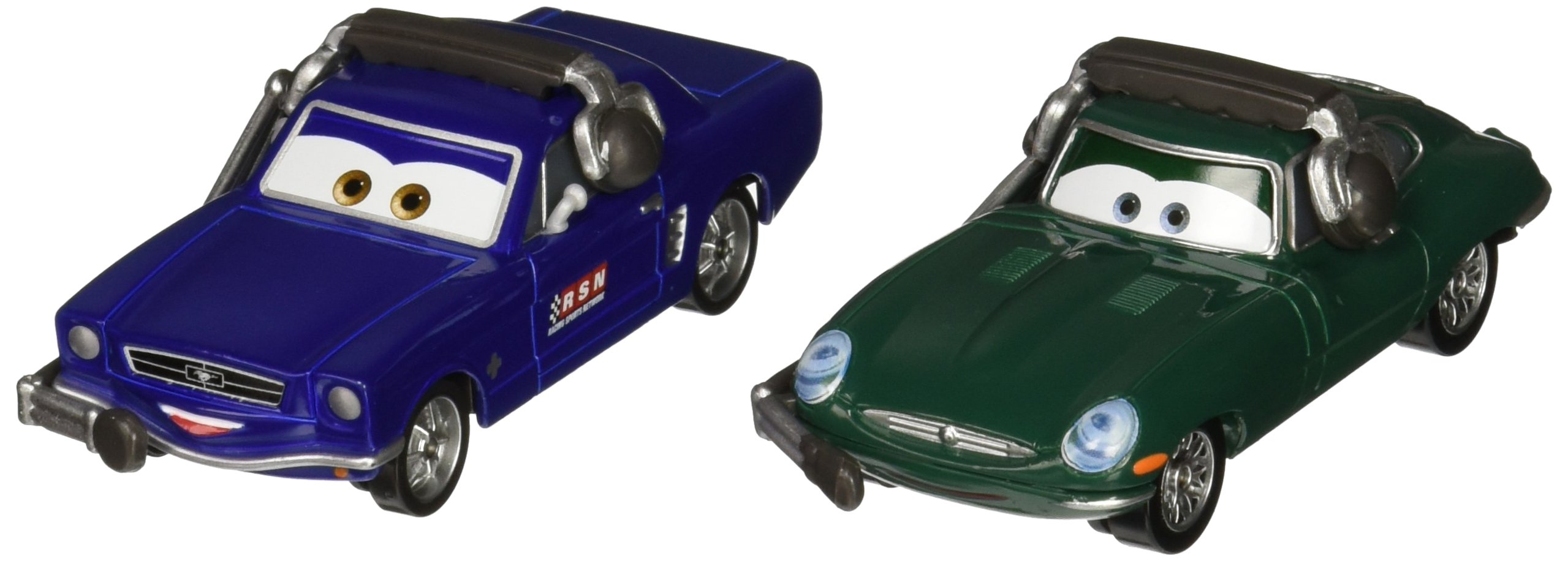 Mattel DHL13 - Stars Cars 2 Pack Brent Mustangburger & David Hobbscapp, Assorted Models/Colours, 1 Piece