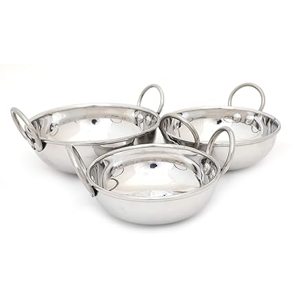 Buy Coconut Stainless Steel Heavy Guage 18 Table Kadai Without Lid Cookware Set Of 3 300ml 400ml 600ml Online At Low Prices In India Amazon In