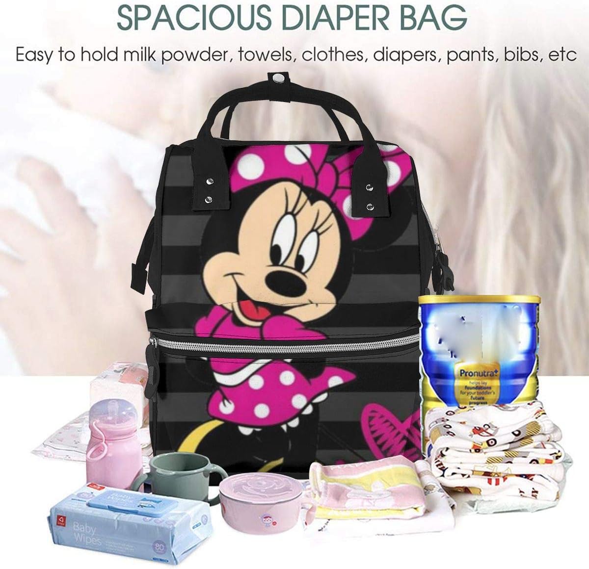 Bolsa De Bebe De Mama Multifuncion De Gran Capacidad De Viaje Mochila Bolsa De Panales Minnie Mouse Bolsa De Panales Bebe Cambio De Panales Amberfreda Com