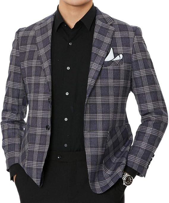Amazon Wenergy紺ブレザー 秋冬ブレザー メンズ テーラードジャケット チェック 大きいサイズ スーツ コート メンズビジネス アウターカジュアル通勤入学式卒業式春 コート ジャケット 通販