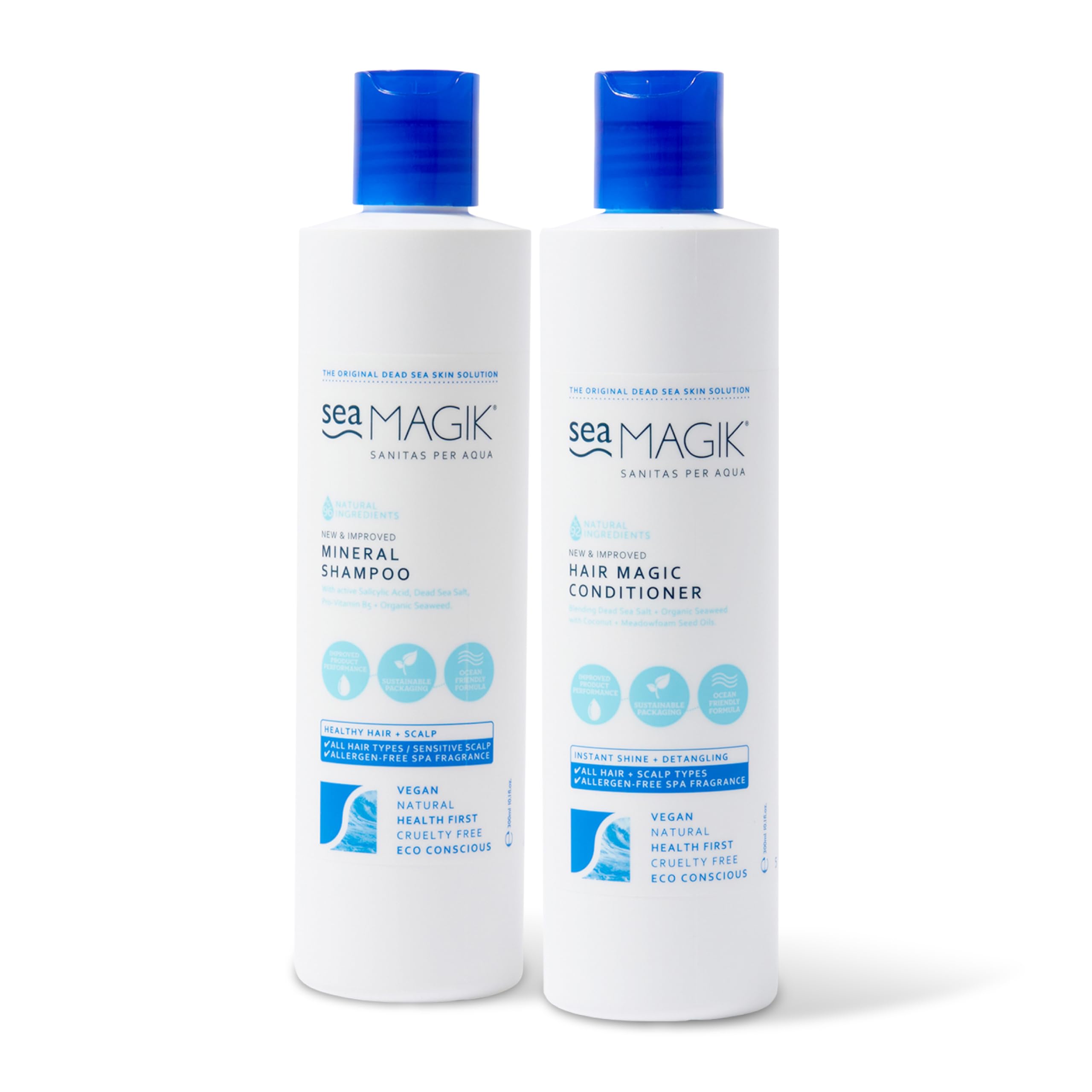 Sea Magik - Seaweed Shampoo and Conditioner Set with Dead Sea Salt and Salicylic Acid to Exfoliate and Cleanse Dry or Sensitive Scalps, Allergen-Free Fragrance, Vegan, Cruelty Free (2 x 300ml) โ image 1