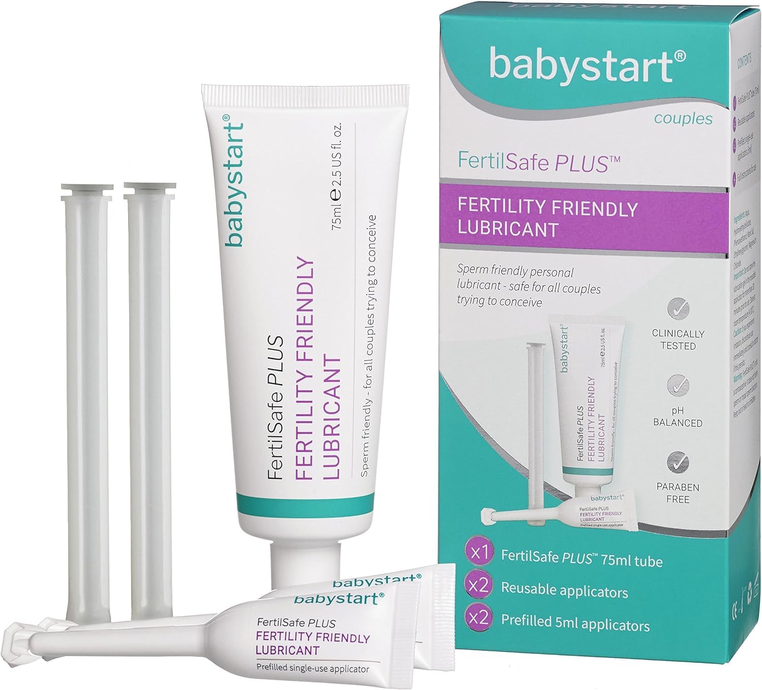 Babystart Fertility Lubricant - FertilSafe Plus Lubricating Gel Tube 75ml, x2 Re-Useable Applicator and x2 Prefilled 5ml Personal Lubrification - Natural, Water Based, Paraben Free, Fertile Friendly