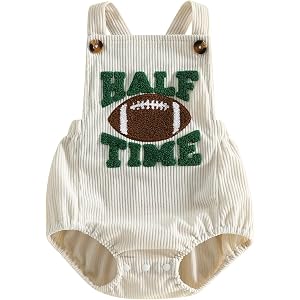 YOKJZJD Baby Boy Half Birthday Outfit Half Time Football Romper Bodysuit | Half Way To One Boy 1/2 Birthday Outfit, Corduroy