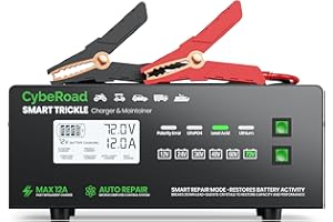 Zustov&Cyberoad Smart Battery Charger 12V/24V/36V/48V/60V/72V for LiFePO4, Lithium, Lead Acid Batteries, 0–12AMP Auto Current