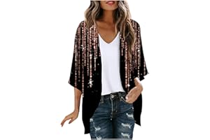 BILQIS Kimonos For Women Plus Size Casual Cover Up Floral Print Puff Sleeve Kimono Cardigan Lightweight Summer Cruise Outfits