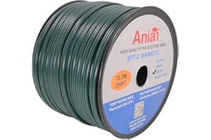 Aniai SPT-2 18/2 Low Voltage Landscape Lighting Copper Wire - 250 Feet Green 18 Gauge Wire 2-Conductor - UL Listed 18/2 Wire Electrical Wire
