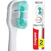 Colgate Total Foaming Clean Medium Toothbrush, White, 2 Pack | Removes Plaque, Helps Reach Deeper Along the Gumline and Between Teeth, High-Density Bristles
