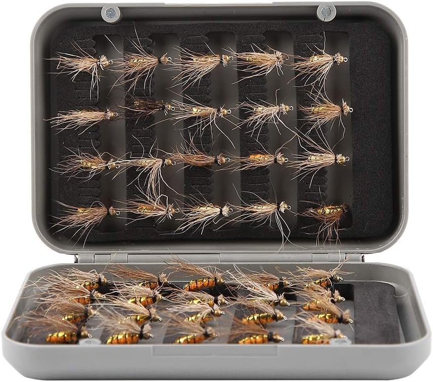 Alomejor Fly Fishing Lures with Box Fly Fishing Flies Wet Dry Flies Lures Dry Wet Flies Bait