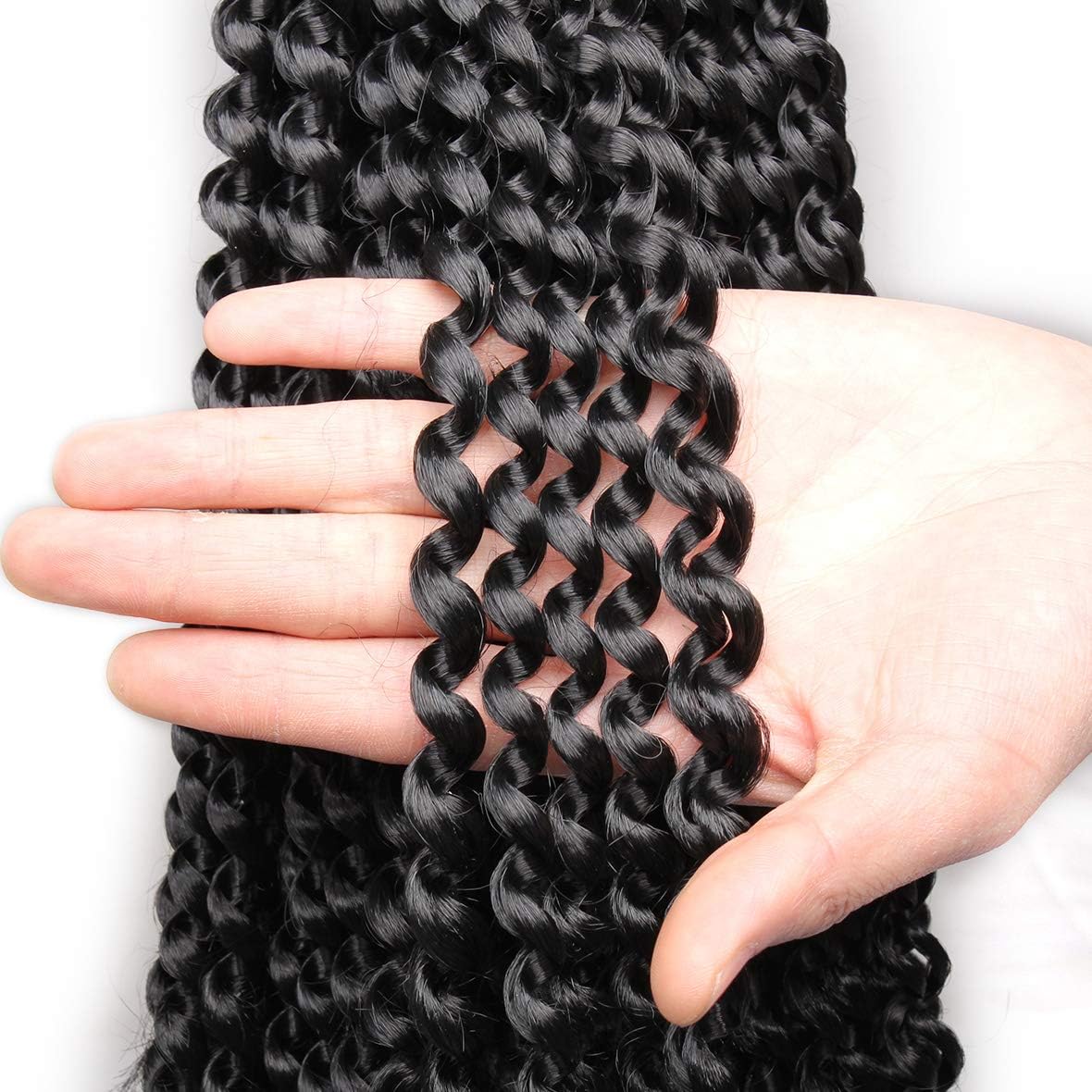 Leeven 7 Packs Short Passion Twist Crochet Braids for Butterfly Faux Locs 12 Inch Water Wave Crochet Hair Hot Water Setting Passion Twists Braiding Hair Bohemian Braids - Image 3