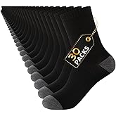 LITERRA 30 Pairs Men's Breathable Crew Socks – Soft Casual Comfort, Everyday Length Size 8-12/12-16, Bulk Pack