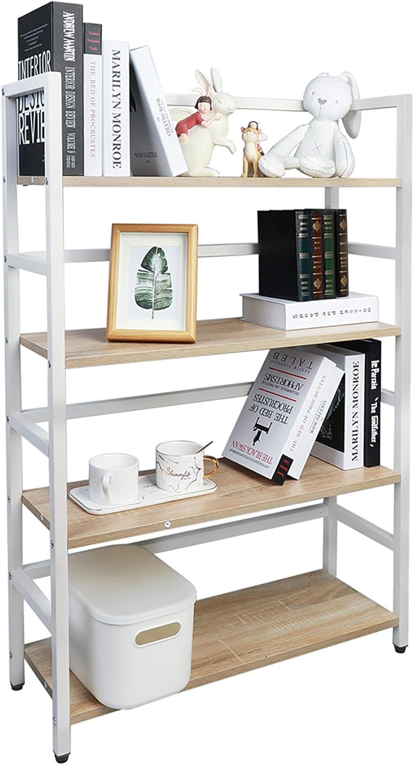 Amazon Com Mu 4 Shelf Freestanding Wood Bookcase Multifunctional Open Display Bookshelf Organizer Sturdy Storage Bookcases For Living Room Bedroom Kitchen Office 27 6 L X 9 3 W X 41 3 H White Furniture Decor