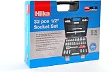 Hilka 01123202 32 Piece 1/2-inch Drive Socket Set Chrome Vanadium Steel Ratchet view 9
