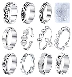 MUCAL Fidget Rings for Anxiety 8pcs Stainless Steel