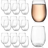 Tebery 20 Pack Unbreakable Plastic Wine Glasses Stemless, 16 Oz Clear Drinking Glasses Wine Cups, Disposable & Reusable for Champagne, Dessert, Food Samples, Catering, Weddings