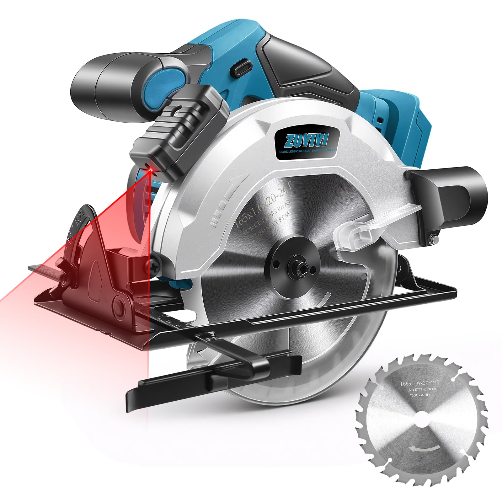 Photo 1 of ZUYIYI Cordless Circular Saw 6-1/2" for Makita 18V Battery (Not Inclued), 4500RPM Power Circular Saws w/Laser Guide, 0-45° Bevel Capability, Max 2-3/16" Depth, Electric Saw for Wood Plastic