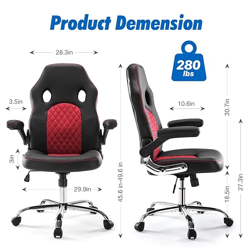 Computer Chair Vinsetto Red, Ergonomic Home Office Chair High Back ...