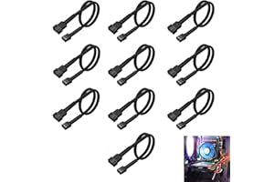 4-Pin PWM Fan Splitter Cable, Braided Sleeved 10.6" PC Fan Power Extension for 3-Pin/4-Pin Cooling Fans, ATX Case, CPU Cooler