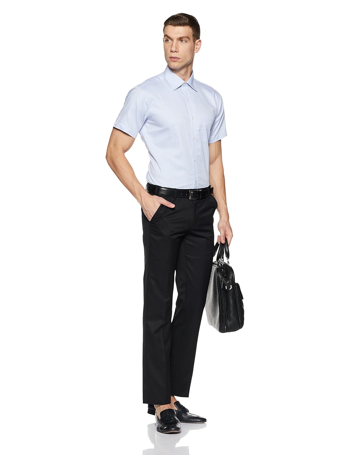 raymond men's solid regular fit cotton formal shirt