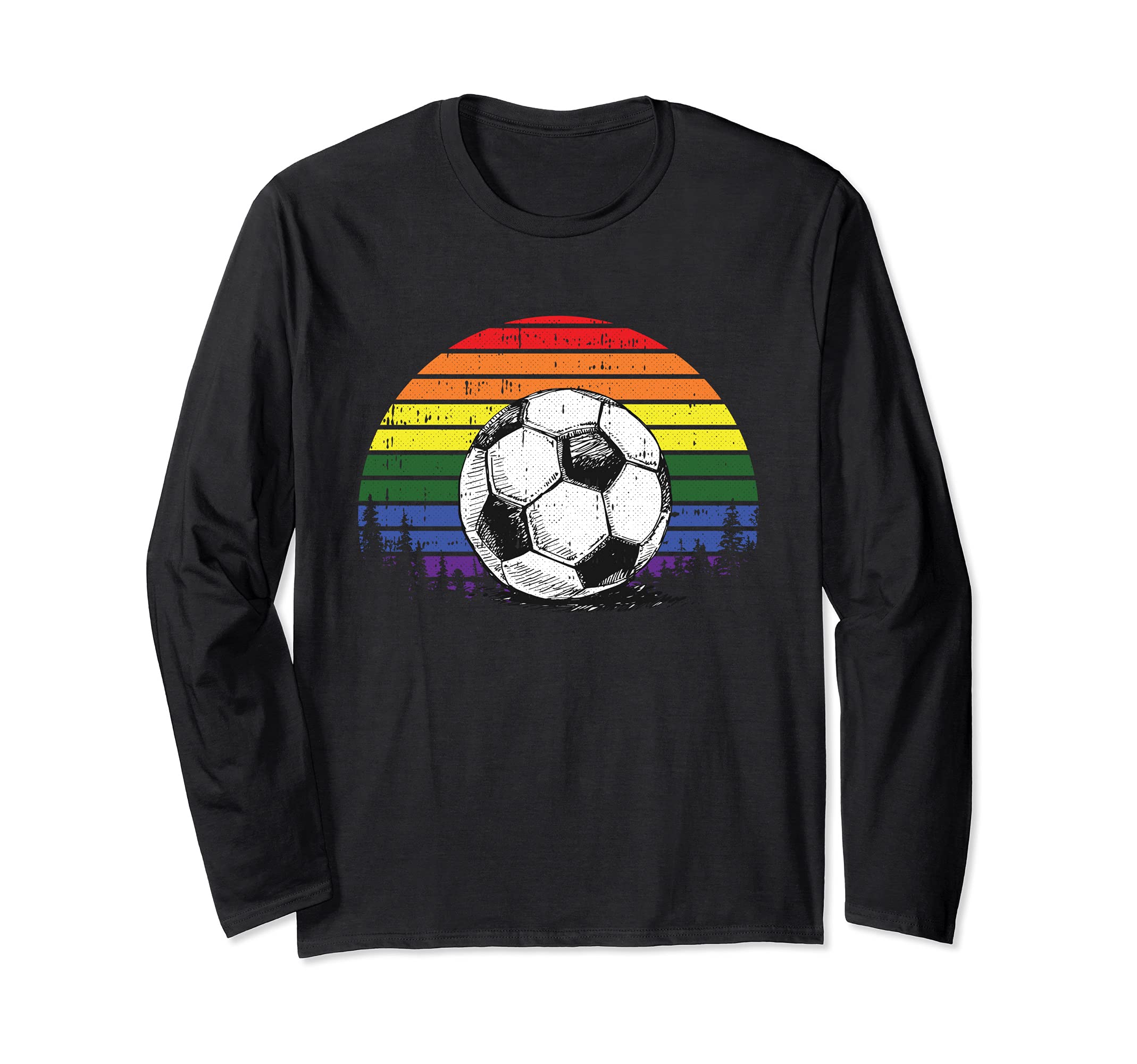 Soccer Ball LGBT-Q Gay Pride Flag Sport Fan Player Ally Long Sleeve T-Shirt