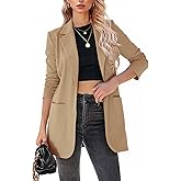 MINTLIMIT Women Blazer Jacket Suit Casual Work Office Long Boyfriend Blazer for Women Long Button Front Basic Suit Jackets