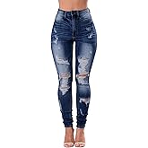Women's High Waisted Jeans for Women Distressed Stretch Jeans for Women Ripped Butt Lift Jeans Denim Pants