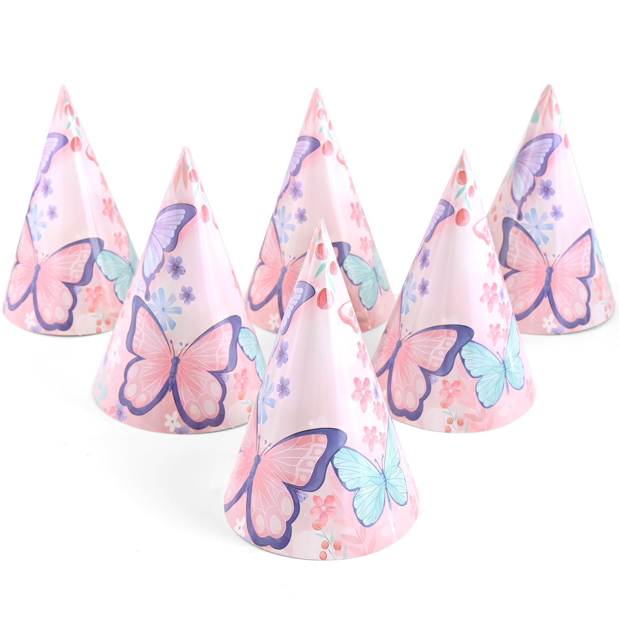 Photo 1 of CANREVEL 12 PCS Butterfly Party Hats for Kids and Adults, Butterfly Party Supplies for Party Decorations, Party Headwear for Birthday|Celebration, Butterfly Cone Hats for Boy Men