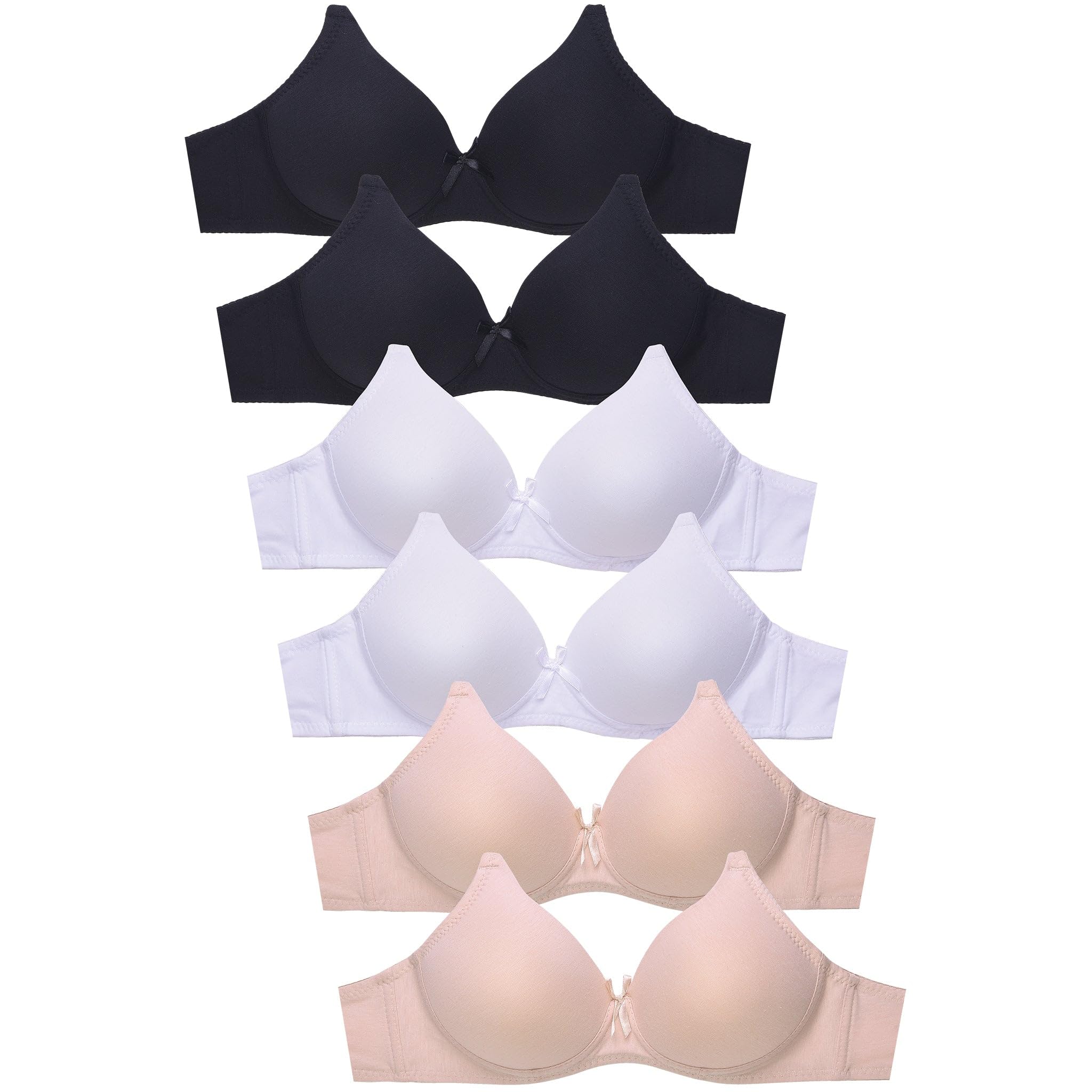 Photo 1 of *****just white and beige 2/2***** Mamia Women's Basic Plain Bras, Pack of 4 (Nowire 480PN1, 34C)