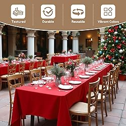 sancua Red Tablecloths for 6 Foot Rectangle
