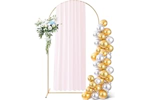 ZHIYO-LIFE 7.2 ft Gold Metal Balloon Arch Stand, Arch Backdrop Stand with Stable Base, 50 Balloons, Balloon Chain – Easy-to-Install Wedding, Birthday, Baby Shower & Garden Party Decoration