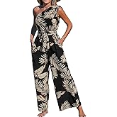 CUPSHE Women's Jumpsuits Sleeveless Floral One Shoulder Wide Leg Long Pants 2025 Trendy Travel Outfit Pocket