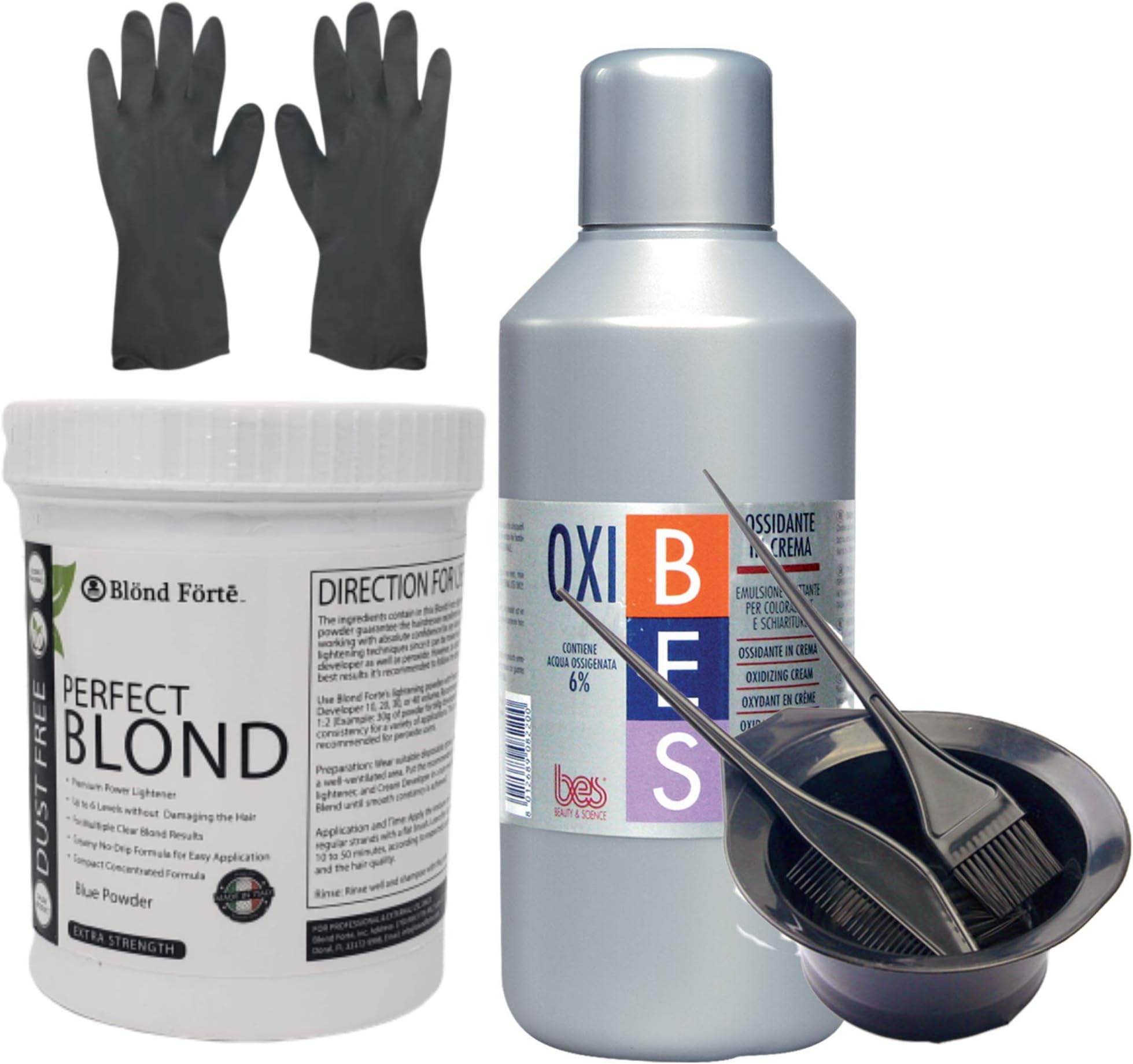 1.1 Pound Tub Premium White Hair Bleach Powder Lightener + 36OZ Developer +More (20 volume)