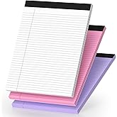 3 Pack Legal Pads 8.5 x 11 College Ruled Colored Note Pads 8.5" x 11" Lined Paper Chipboard-Backed Notepad with Micro-Perforated Notebook Paper for Office & School Supplies 50 Sheets/Pad