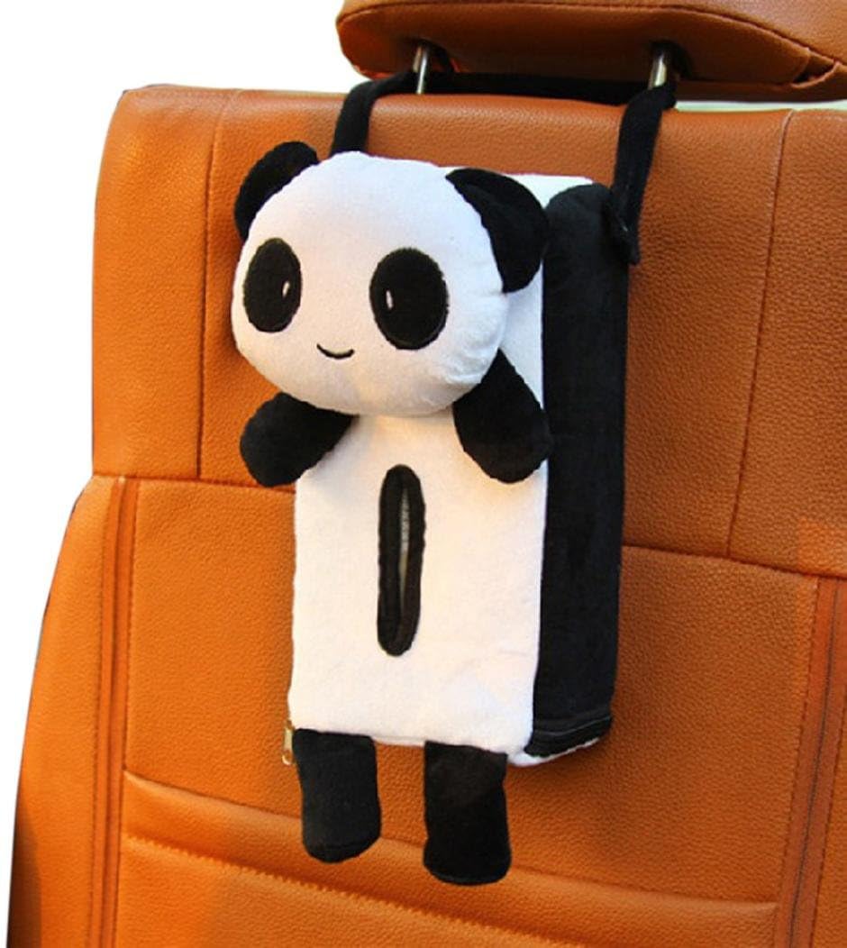 GBSELL Portable Hanging Car Rectangle Animal Tissue Box Cover Holder Storage (White Panda)