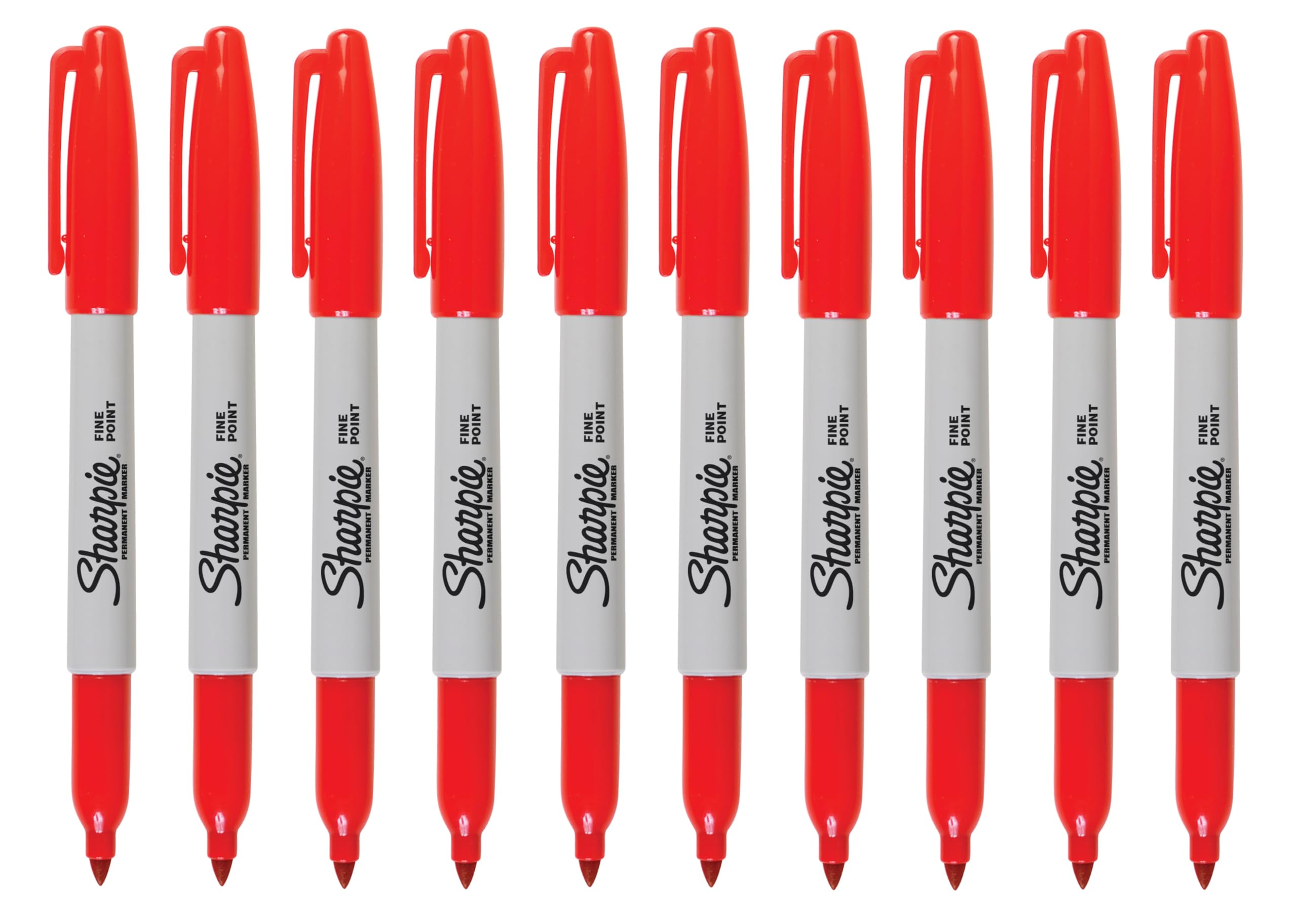 Sharpie Permanent Markers | Fine Point | Red Ink | Pack of 10