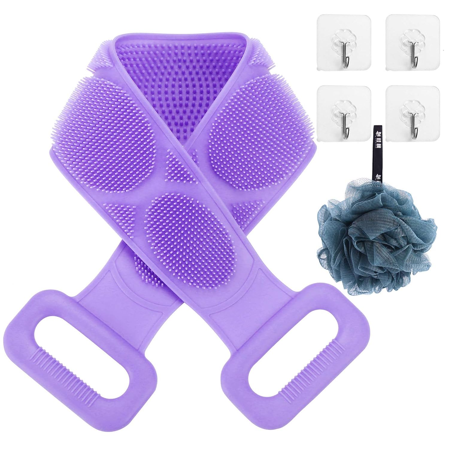 MEECHOO Silicone Bath Body Brush Exfoliating Back Scrubber for Shower Upgrade