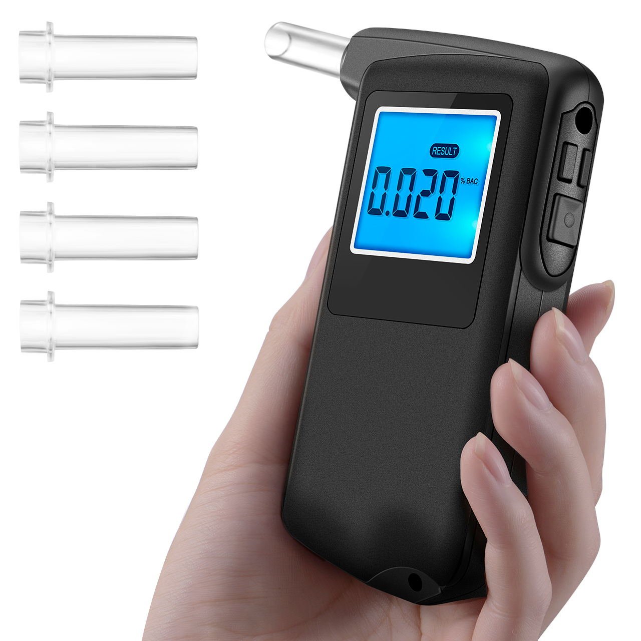 Alcoholímetro Digital Profesional con Boquillas y Modos de Unidades Portatil Respiratorio Alcoholmetro
