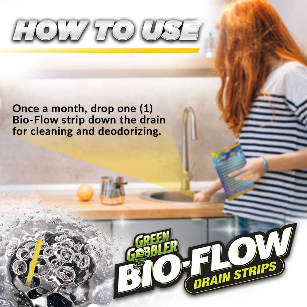 Lemon Scent BIO-Flow Drain Strips | Drain Cleaner & Deodorizer | Drain Sticks | Garbage Disposal Deodorizer | Sink Drain Cleaner - 24 Drain Strips: Health & Personal Care