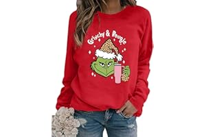 TOTWOW Christmas Sweatshirt for Women Cute Christmas Graphic Tops Holiday Crewneck Long Sleeve Pullover Tops
