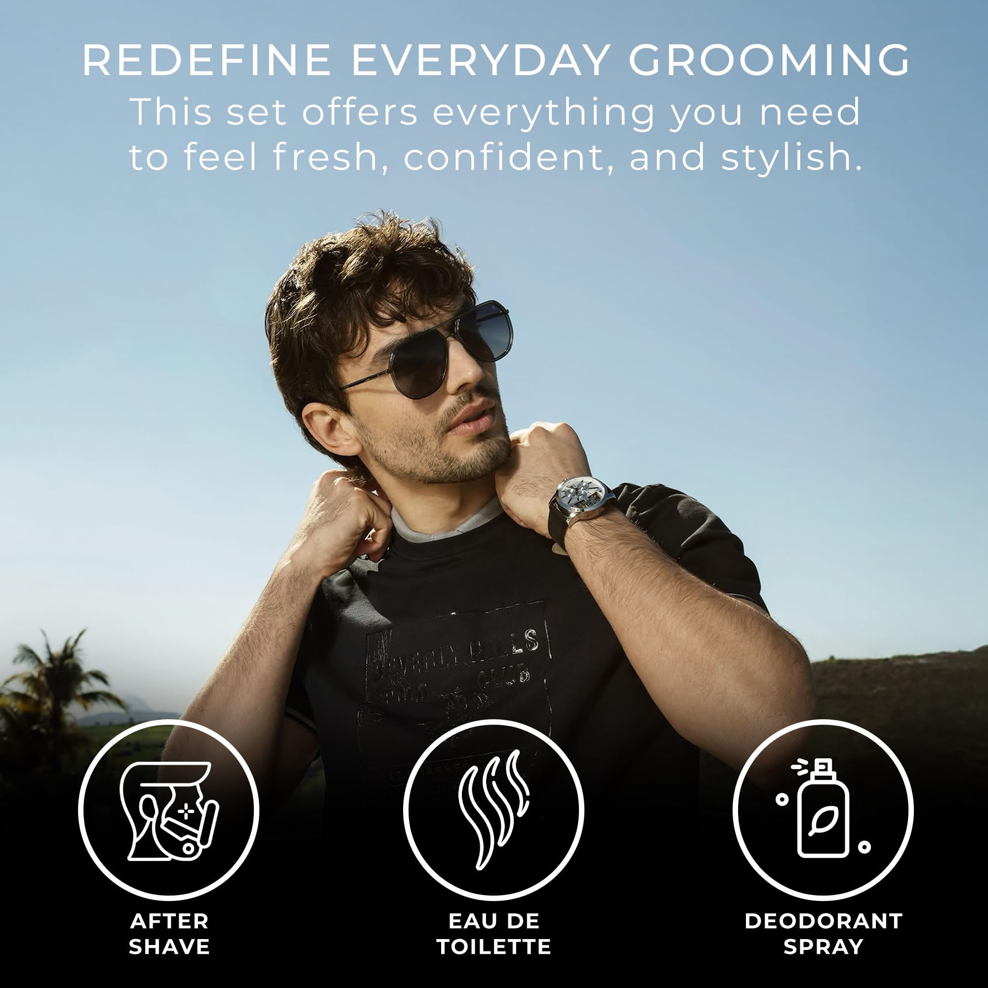 Beverly Hills Polo Club BHPC Men's Essential Collection - Blue Scent Fragrance Set | EDT, Deodorant Body Spray & After Shave Lotion | Long-Lasting, Sophisticated Grooming Gift for Him