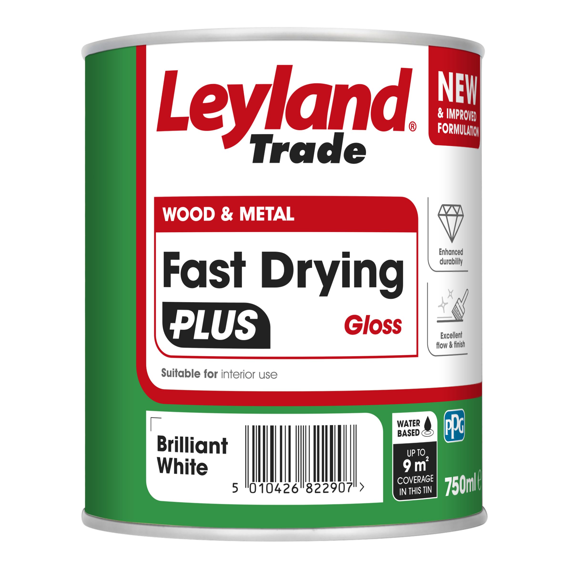 Leyland Trade – Wood & Metal - Fast Drying Plus - Gloss - Brilliant White – Enhanced Durability – Excellent Flow & Professional Finish - 750ml