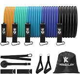Resistance Bands Set with Separate Outdoor Anchor, KAKICLAY Exercise Bands for Indoor and Ourdoor Use, Versatile Resistance Bands for Men and Women