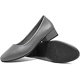 Jeekopeg Low Chunky Pumps Women's Round Toe Heels PU Leather Chunky Pump Shoes Classic Closed Toe Pumps Low Heel Dress Shoes for Women