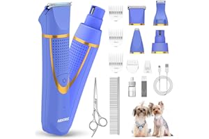 AIBORS Small Dog Grooming Kit, 4 in 1 Electric Cordless Dog Paw Trimmer with Nail Grinder, Low Noise Dogs Nail Trimmers, IPX7 Waterproof Small Dogs Grooming Clippers for Paws, Ears, Face, Hip Hairl