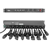 Tecmojo 1U Rack Mount 19 Outlet PDU Power Distribution Unit Circuit Breaker fits 19-inch AV/Network/Server Cabinet/Closet/Enclosure(SKU# 13111901)