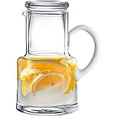 Barski - European Quality - Glass - 2 Pc Water set - 18 oz. Bedside Water Set - Desktop Water carafe - with 6 oz. Tumbler Glass - with Opal (white) Handle - Made in Europe