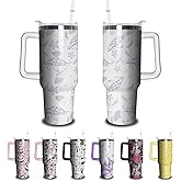 40oz Sea Turtle Tumbler with Handle and Straw, Ocean Turtle Stainless Steel Insulated Cup with Lid and Straw, Travel Coffee Mug Water Bottle, Birthday Mothers Day Gifts for Women Men Animal Lovers