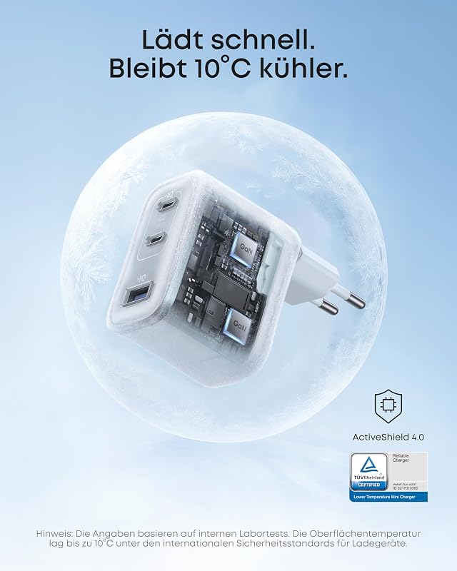 Nano 70W USB C Ladegerät, Laptop Ladegerät, 3-Port-Netzteil