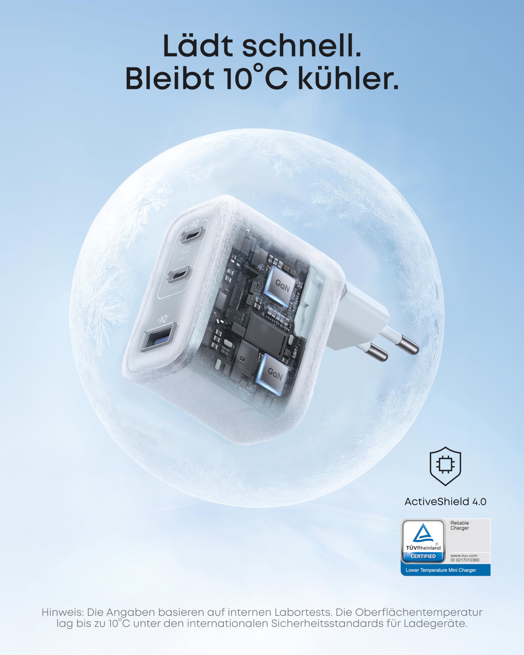 Anker Nano 70W USB C Ladegerät, Laptop Ladegerät, 3-Port-Netzteil mit 70W schnellladegerät, kompakt & stylisch, für iPhone 17/Pro/Pro Max/iPhone Air/16/15, MacBook Air, iPad, Pixel, Galaxy und mehr 4