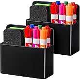 BEYGORM Plastic Magnetic Pen Holder, Powerful Magnet, 2 Pack | Classroom Must Haves, Dry Erase Marker Holder for Whiteboard, School Locker Organizer, Pencil Cup for Refrigerator(Black)