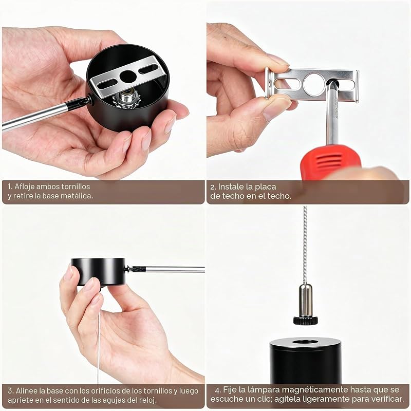 Lámpara Colgante con Bateria, Lámparas Colgantes LED Modernas Diseño, Luz inalámbrica, Recargable USB 5000mAh y Mando a Distancia, Para Cocina, Comedor, Dormitorio, Salón (Negro-2) — foto 6 de 7